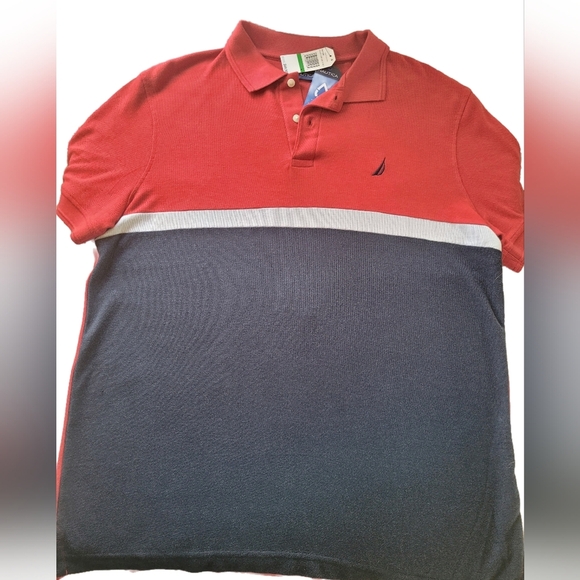Nautica Other - NWT Nautica Men's Red and Blue Polo Shirt SZ L